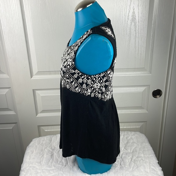 Lucky Brand Embroidered Shirt black sleeveless size XS - Picture 4 of 6